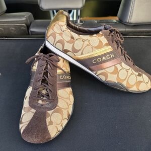 Coach Jayme Brown and Gold Sneakers